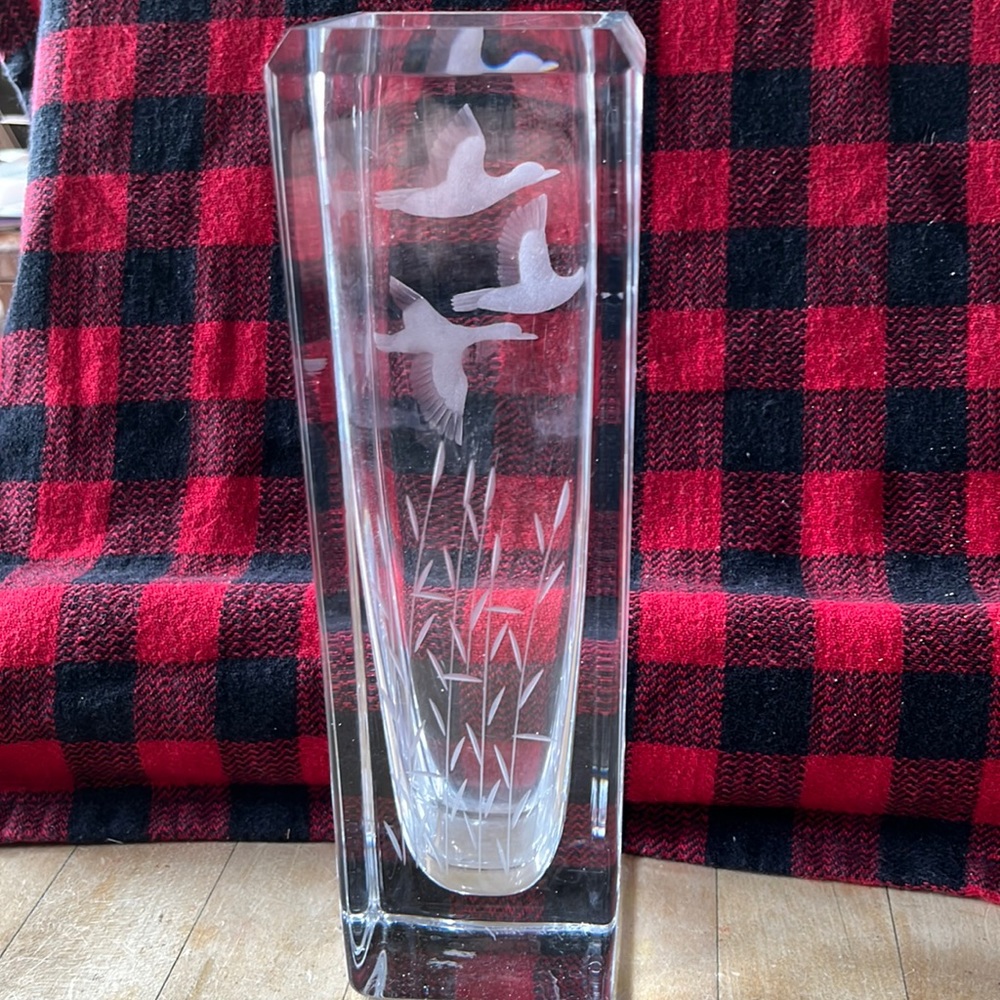 Crystal etched vase